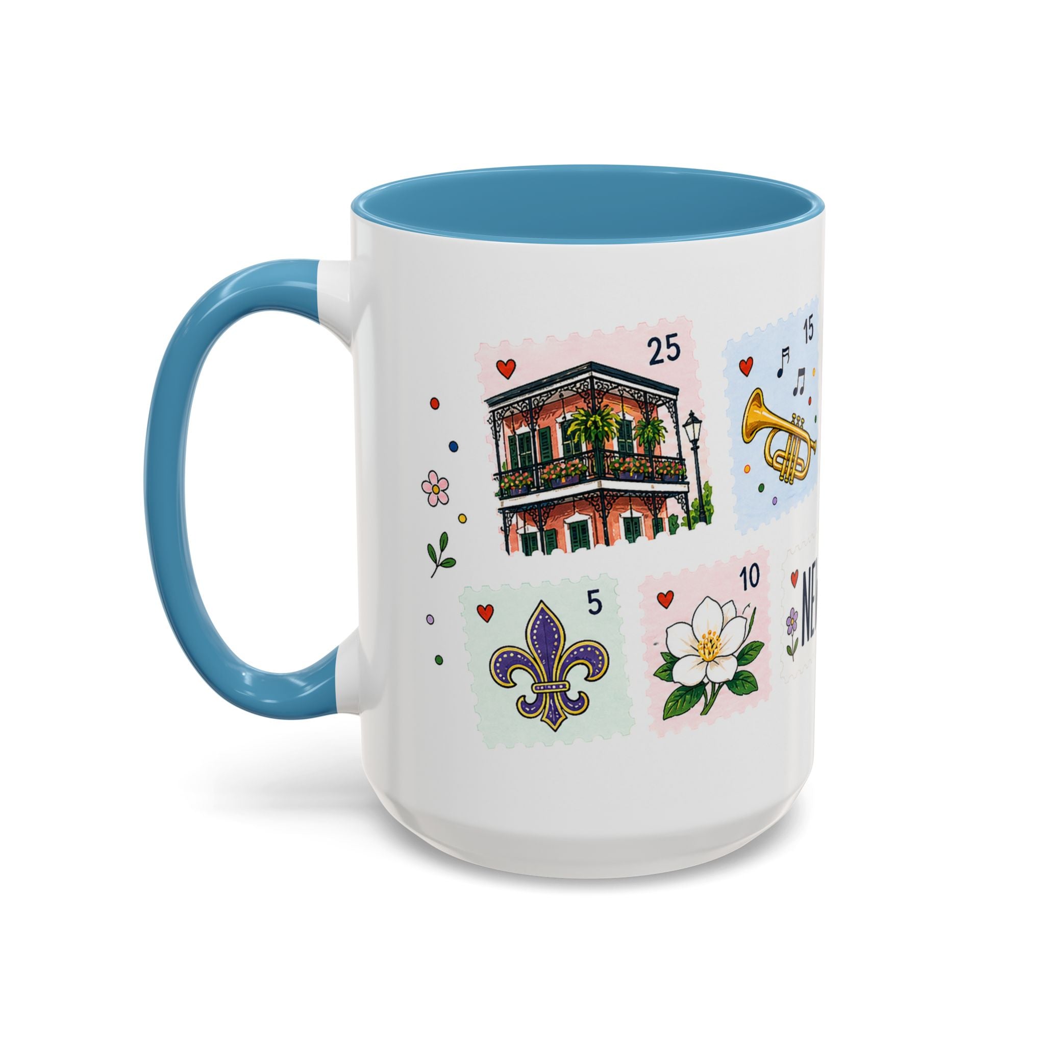 New Orleans Coffee Mug | Postage Stamp Collage Mug | Travel Souvenir Accent Cup 11oz 15oz