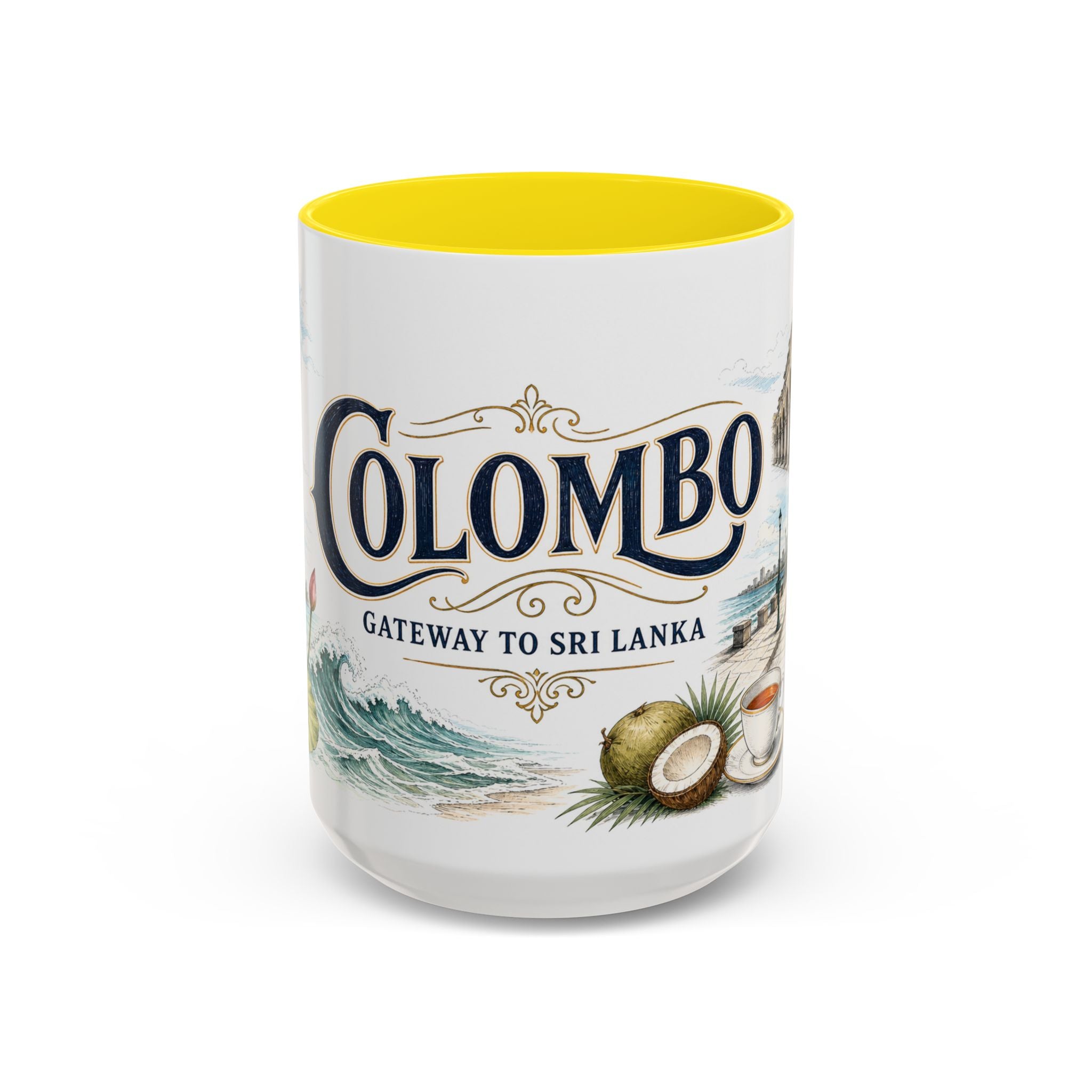 Colombo Coffee Mug | Sri Lanka Travel Souvenir | Vintage Illustrated City Gift | 11 oz 15 oz Accent Mug