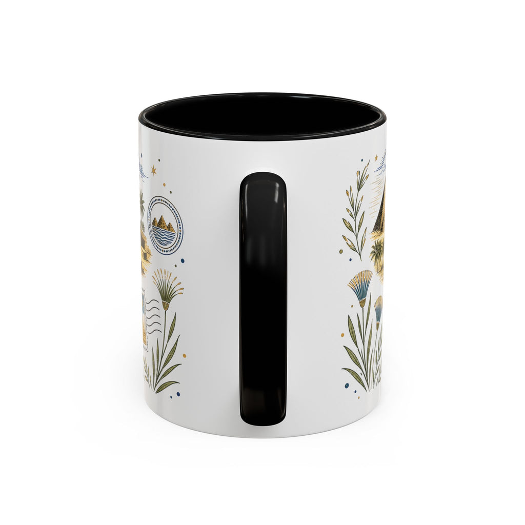 Pyramids of Giza Coffee Mug | Travel Destination Souvenir Gift | Accent Color Ceramic 11oz 15oz