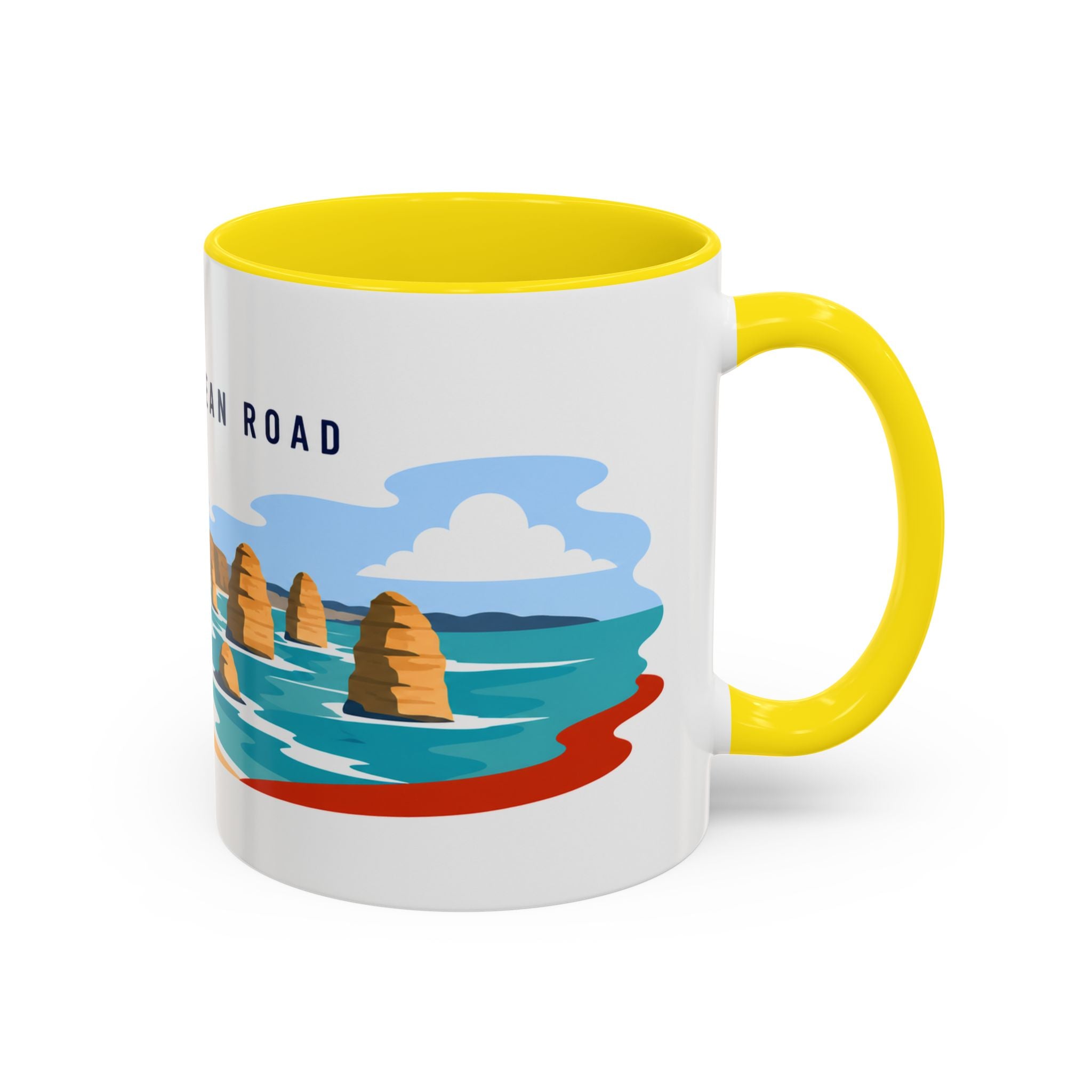 Great Ocean Road Coffee Mug | Travel Destination Souvenir Gift | Accent Color Ceramic 11oz 15oz