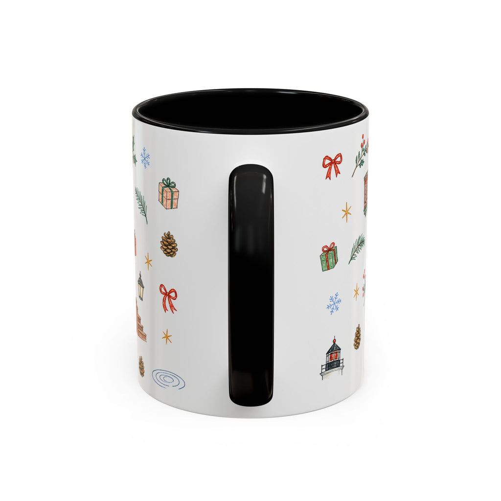 Boston Christmas Mug | Watercolor Travel Souvenir | Holiday Gift | Accent Ceramic Coffee Cup 11oz 15oz