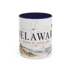 Delaware State Map Mug | Botanical Beach Accent Coffee Cup (11oz/15oz)