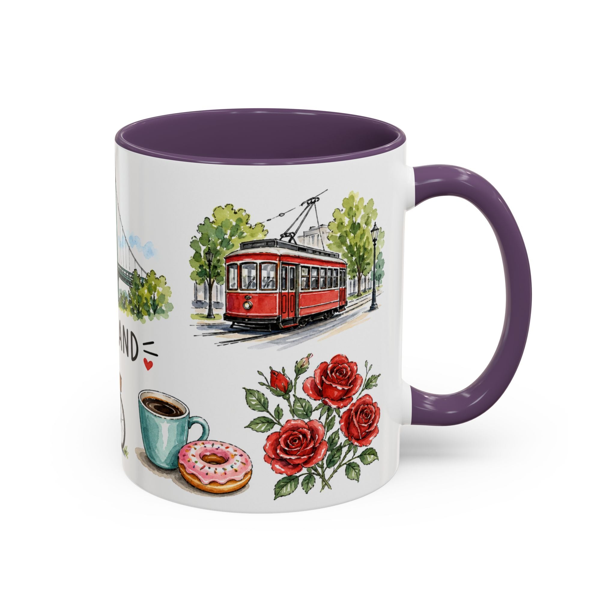 Portland Illustrated Travel Mug | City Souvenir Accent Coffee Mug | 11oz 15oz Ceramic Cup