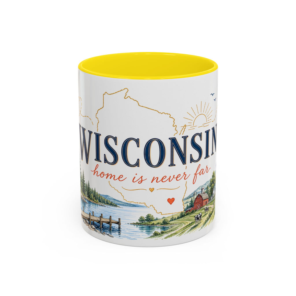 Wisconsin Home State Mug | Moving Away Gift | Long Distance Friendship Coffee Cup | 11oz 15oz Accent Mug