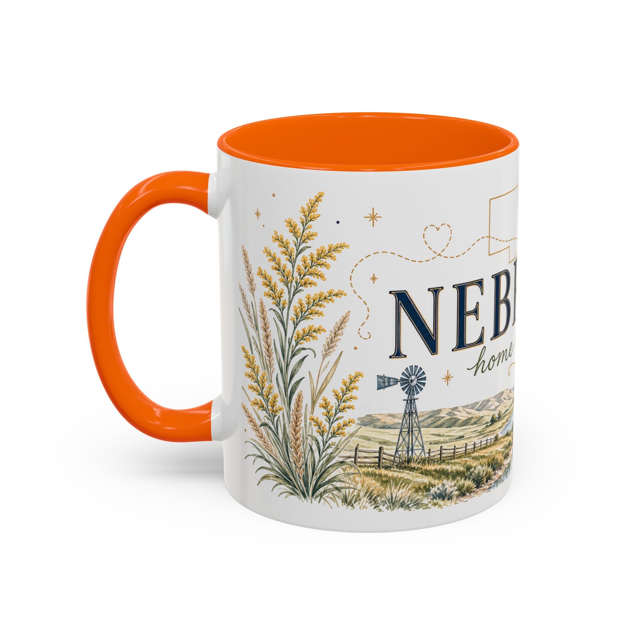 Nebraska State Mug | Moving Away, Long Distance Friendship Gift | Botanical Landscape Accent Mug