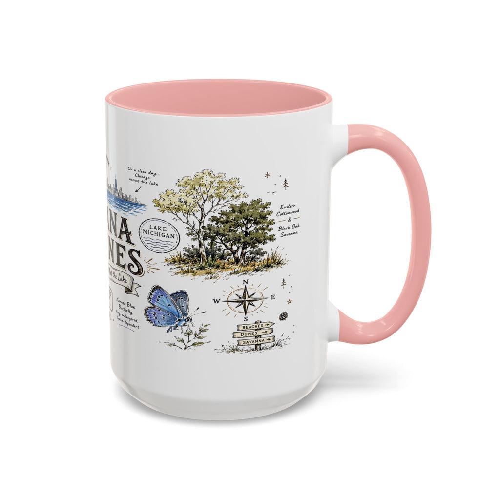 Indiana Dunes National Park Coffee Mug | Indiana Lake Michigan Beach Gift | Accent Color Ceramic 11oz 15oz