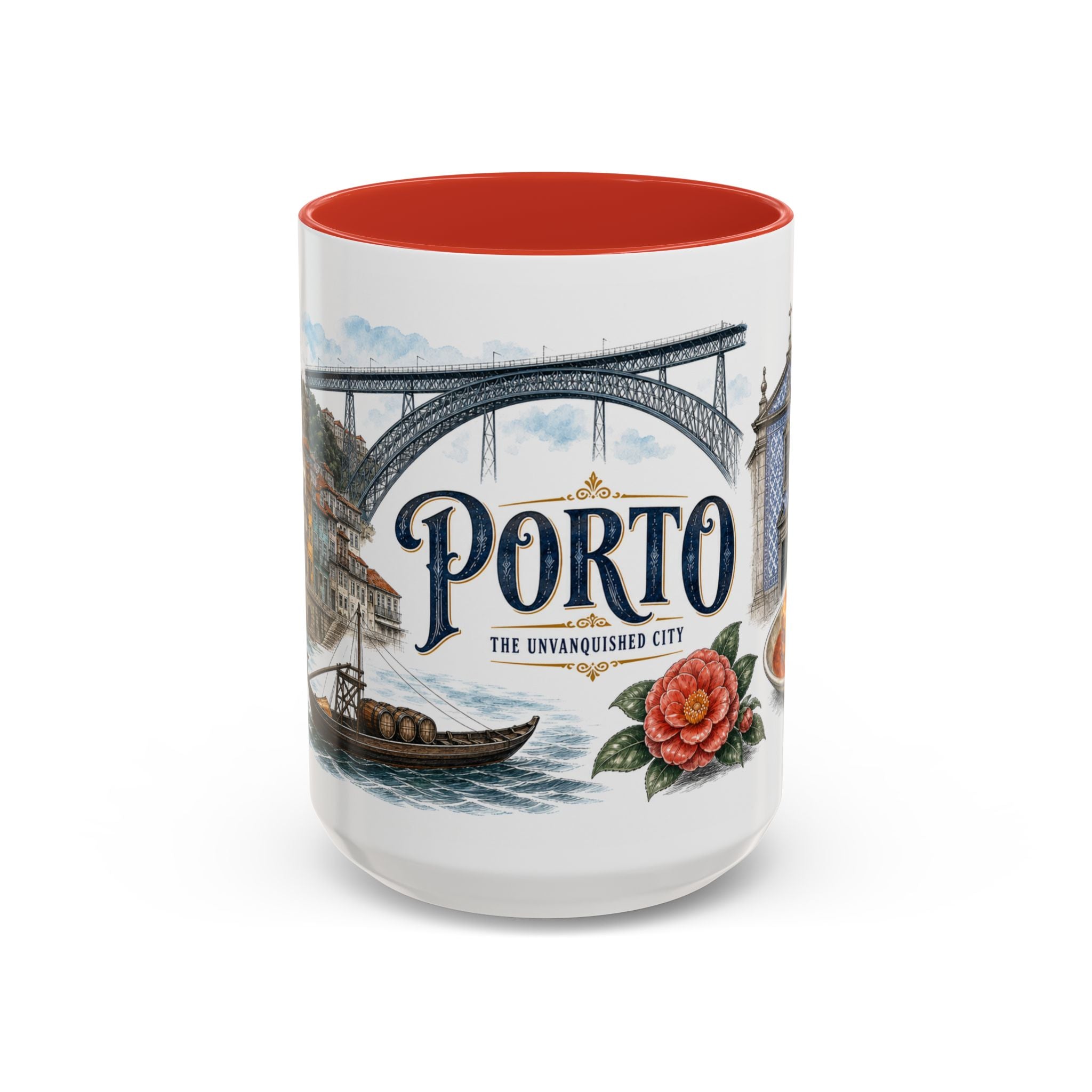 Porto Coffee Mug | Portugal Travel Souvenir | Vintage Illustrated City Gift | 11 oz 15 oz Accent Mug
