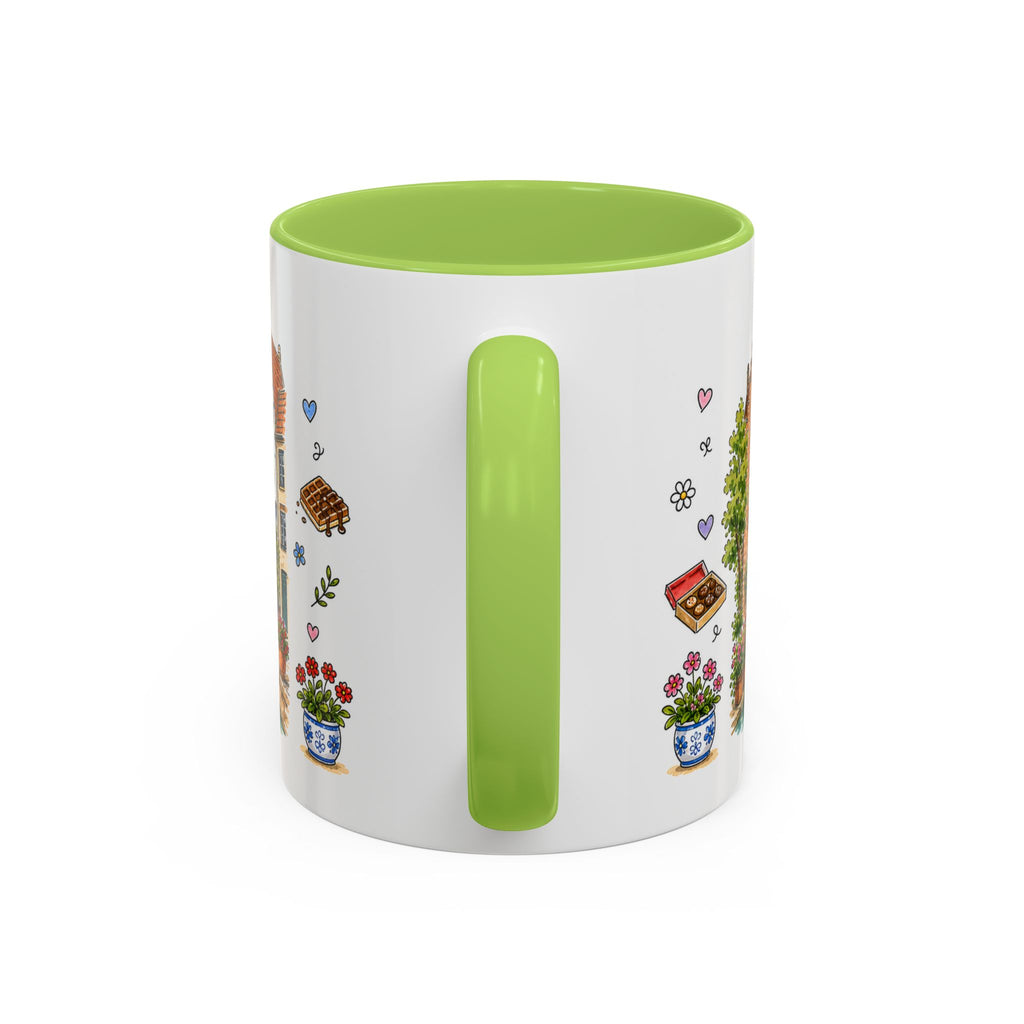 Bruges Illustrated Travel Mug | Belgium Souvenir Accent Coffee Mug | 11oz 15oz Ceramic Cup