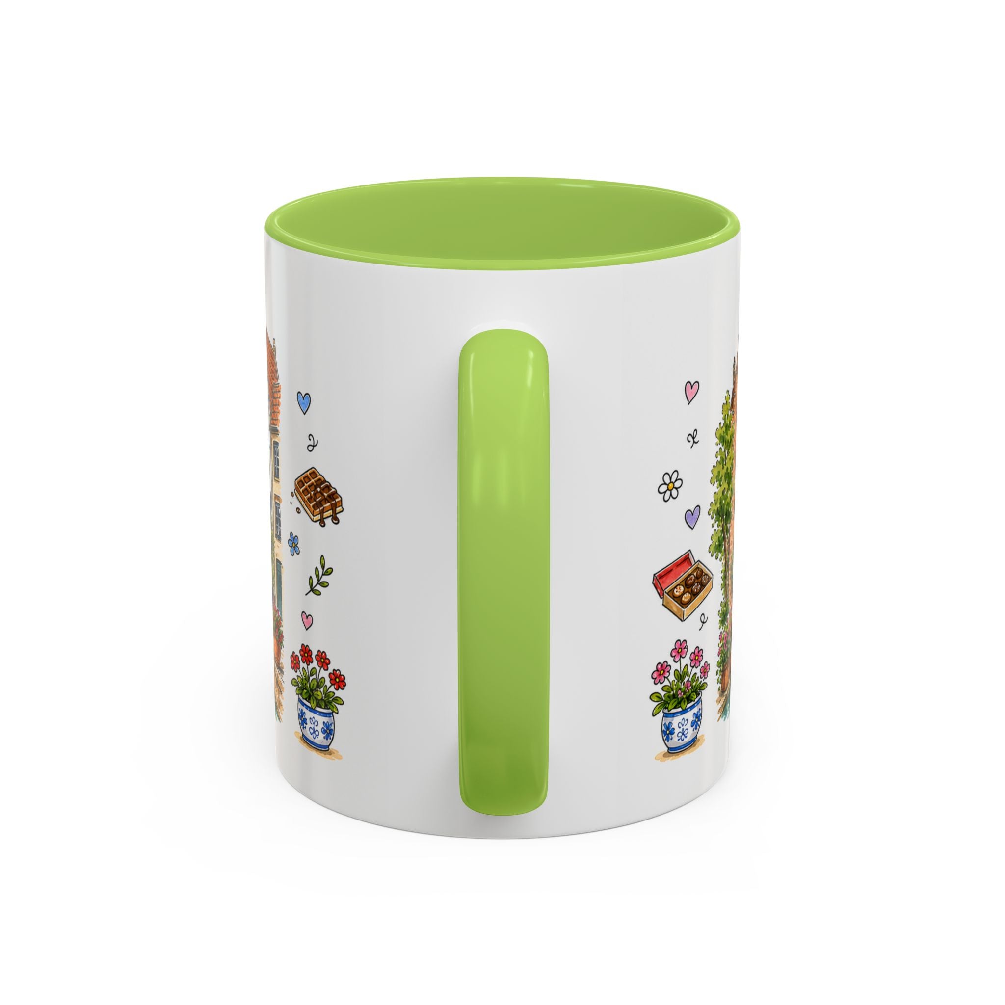 Bruges Illustrated Travel Mug | Belgium Souvenir Accent Coffee Mug | 11oz 15oz Ceramic Cup