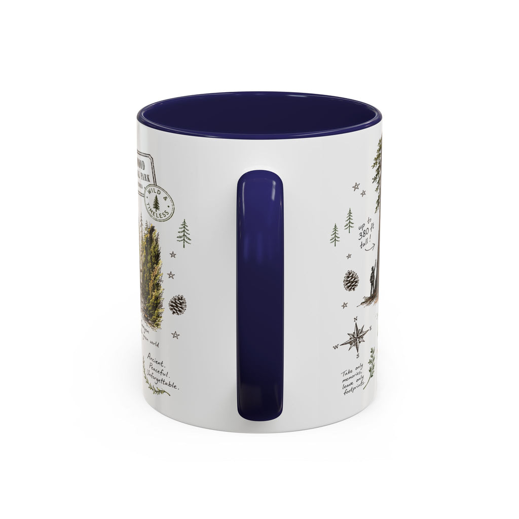 Redwood National Park Coffee Mug | California Coastal Forest Hiking Gift | Accent Color Ceramic 11oz 15oz