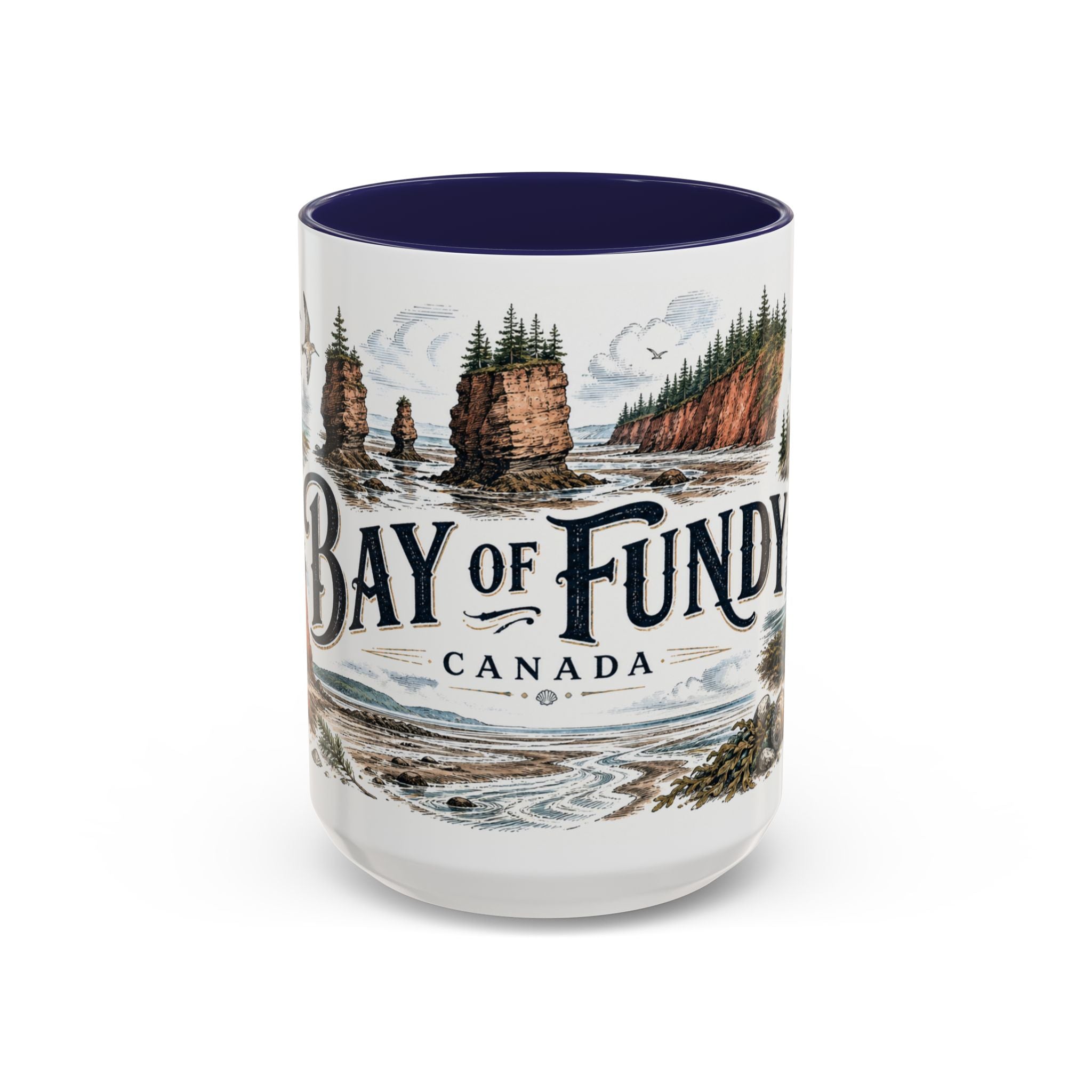 Bay of Fundy Mug, Canada Travel Souvenir, Bucket List Gift, Accent Ceramic Coffee Mug 11oz 15oz