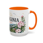 West Virginia State Map Mug | Appalachian Bridge, Rhododendron Accent Coffee Cup