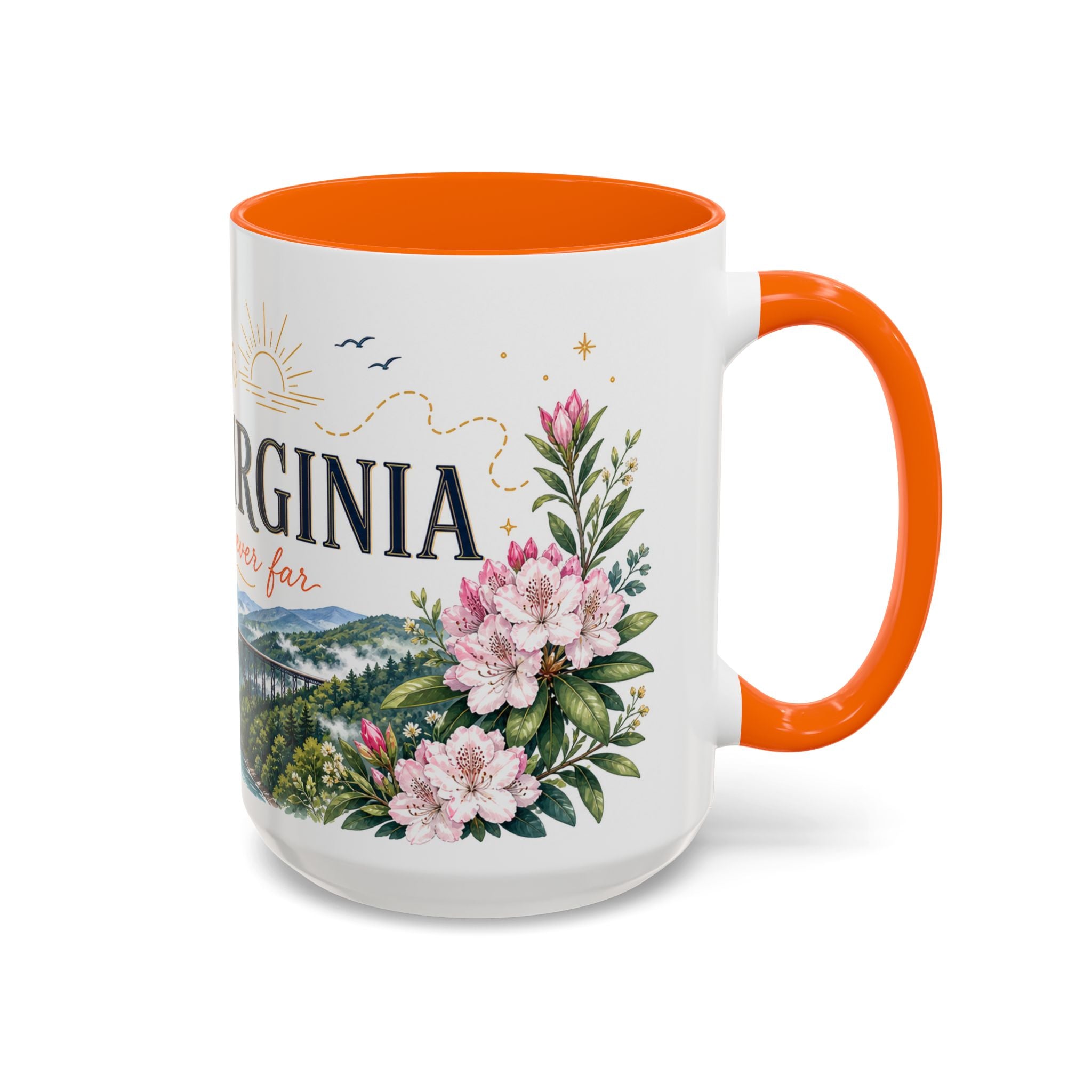 West Virginia State Map Mug | Appalachian Bridge, Rhododendron Accent Coffee Cup