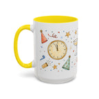 New Year Mug | Midnight Clock Toast Watercolor Celebration Gift | Accent Cup 11oz 15oz