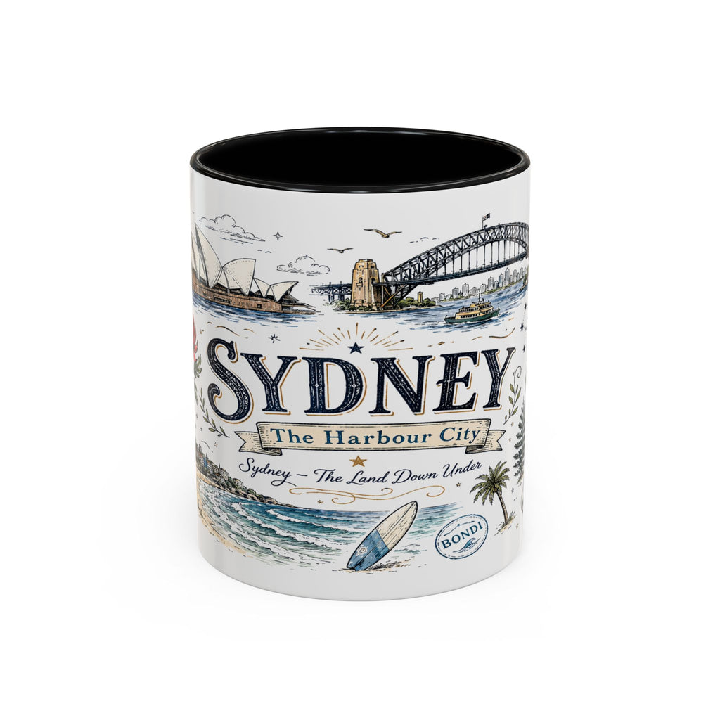 Sydney Coffee Mug | Australia Souvenir Travel Gift | Accent Color Ceramic 11oz 15oz