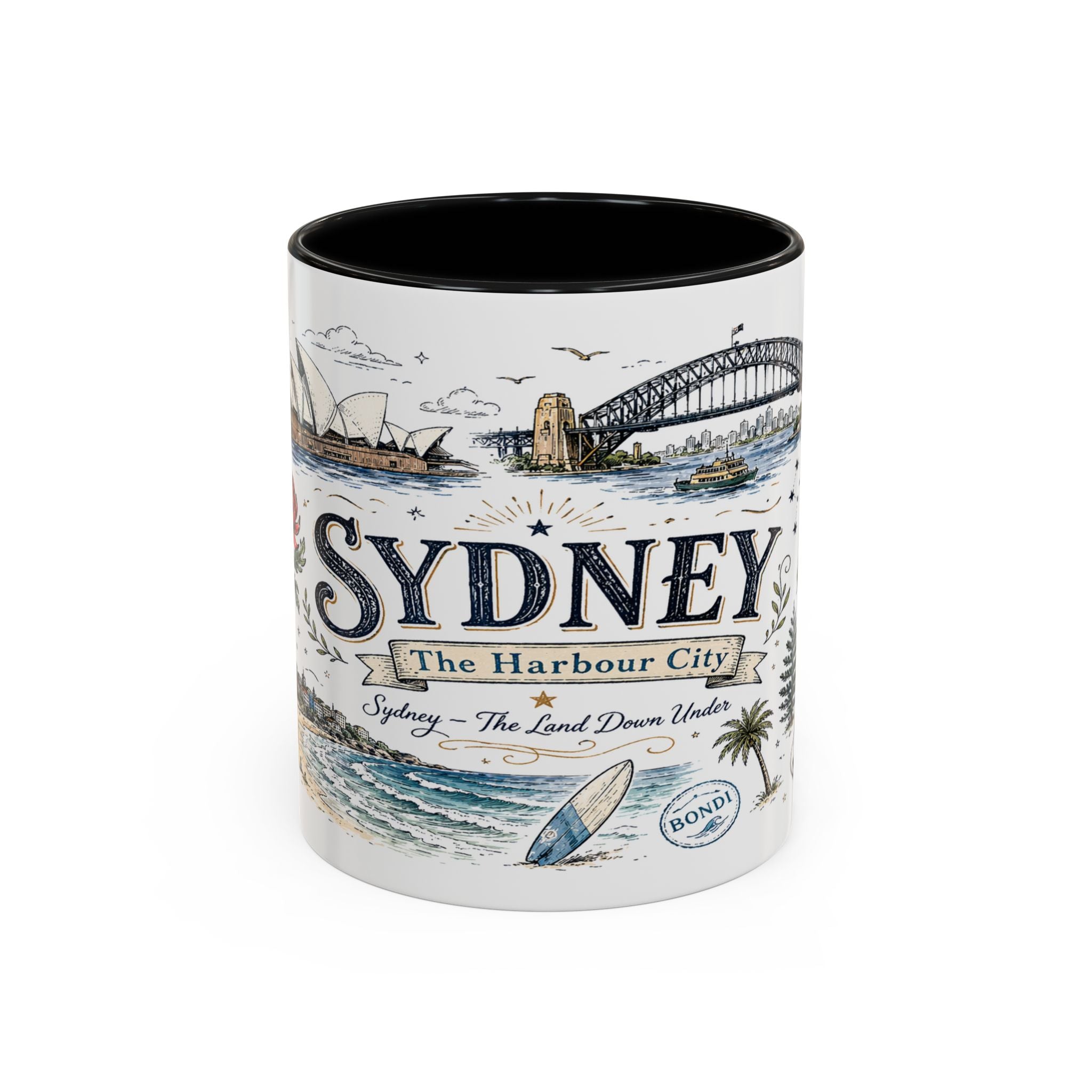 Sydney Coffee Mug | Australia Souvenir Travel Gift | Accent Color Ceramic 11oz 15oz