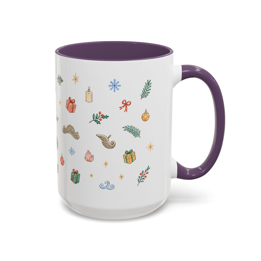 Angkor Christmas Mug | Watercolor Travel Souvenir | Holiday Gift | Accent Ceramic Coffee Cup 11oz 15oz