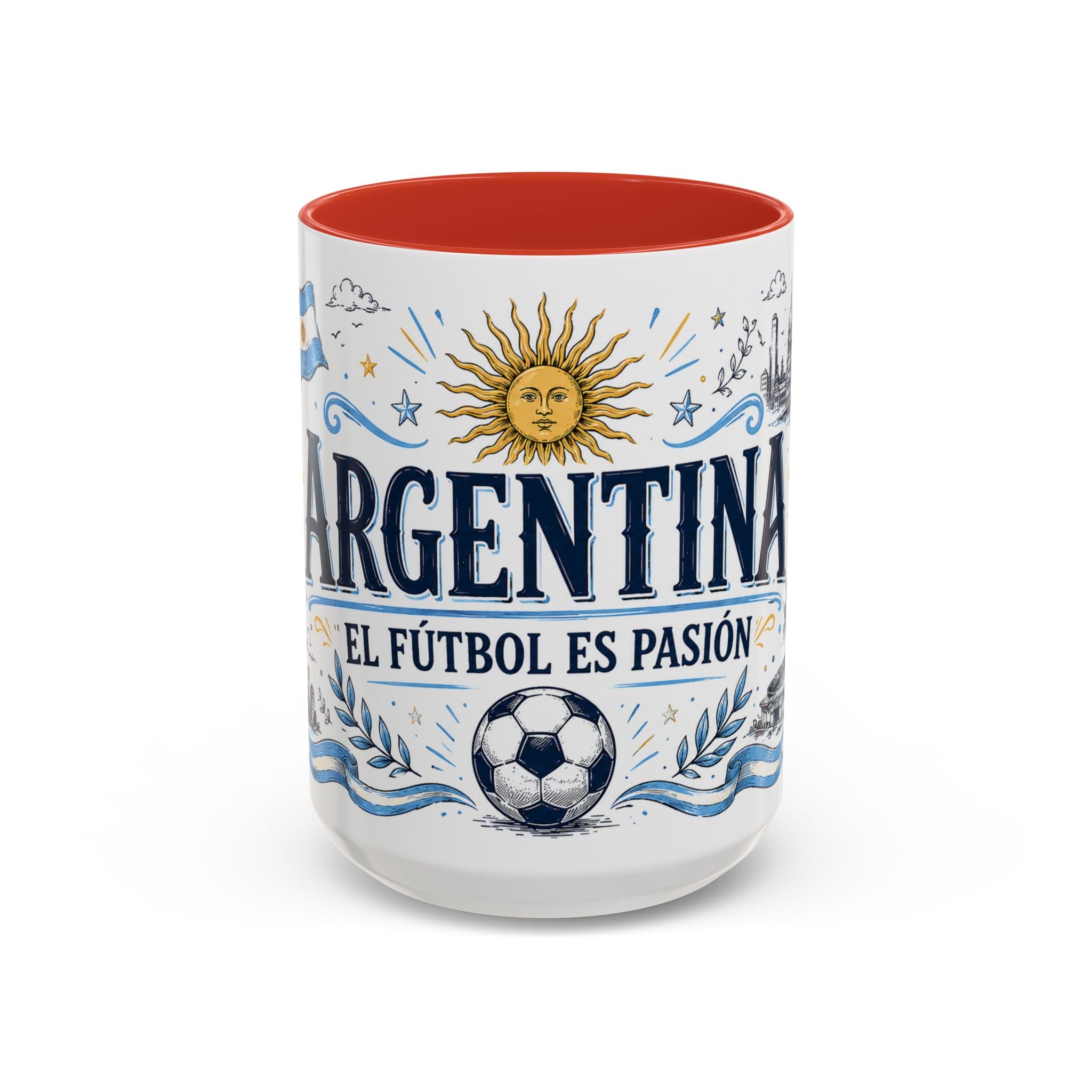 Argentina Soccer Coffee Mug | Soccer Fan Gift | Accent Color Ceramic 11oz 15oz Match Day Cup