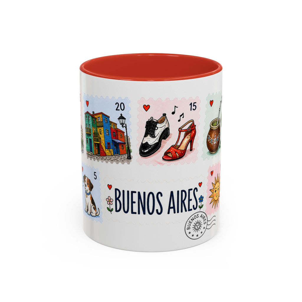 Buenos Aires Coffee Mug | Postage Stamp Collage Mug | Travel Souvenir Accent Cup 11oz 15oz