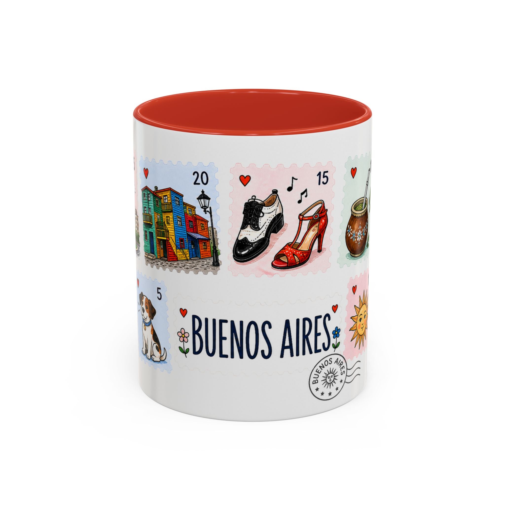 Buenos Aires Coffee Mug | Postage Stamp Collage Mug | Travel Souvenir Accent Cup 11oz 15oz