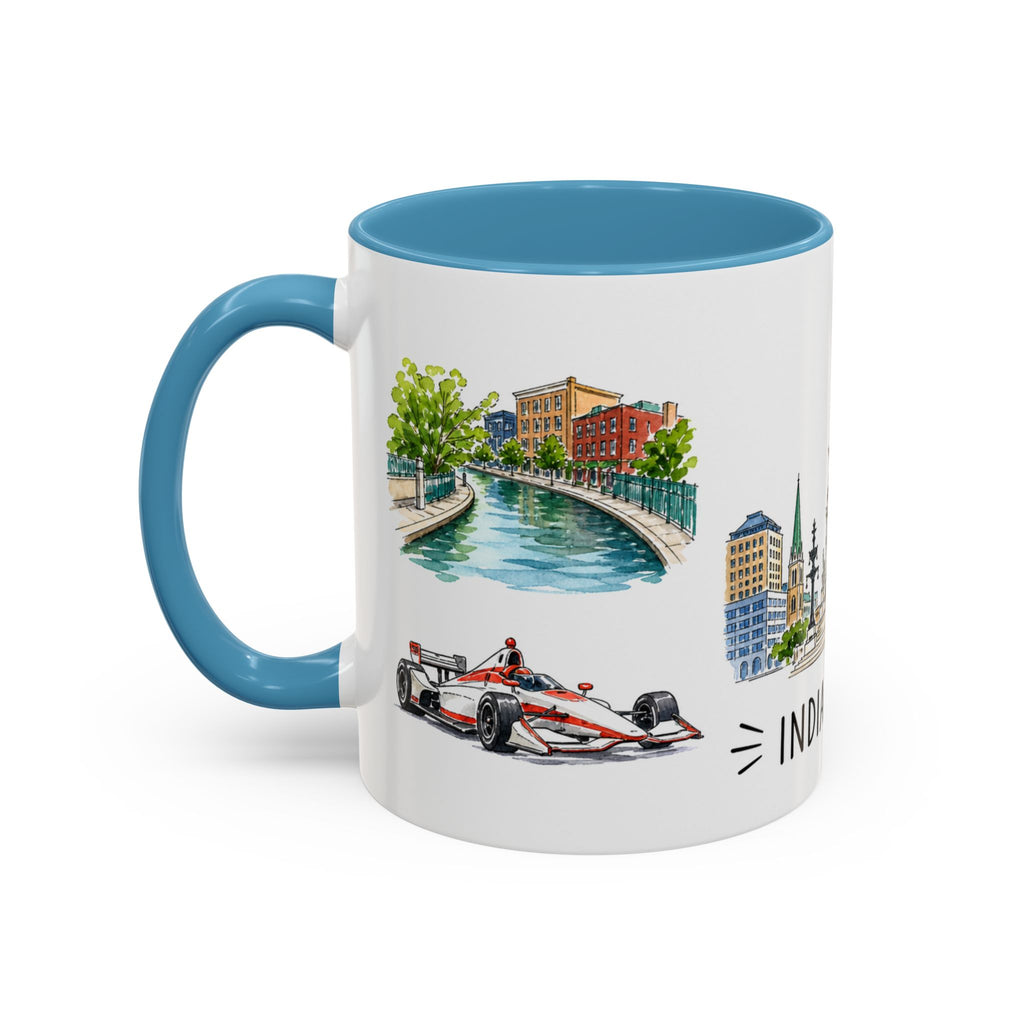 Indianapolis Illustrated Travel Mug | City Souvenir Accent Coffee Mug | 11oz 15oz Ceramic Cup
