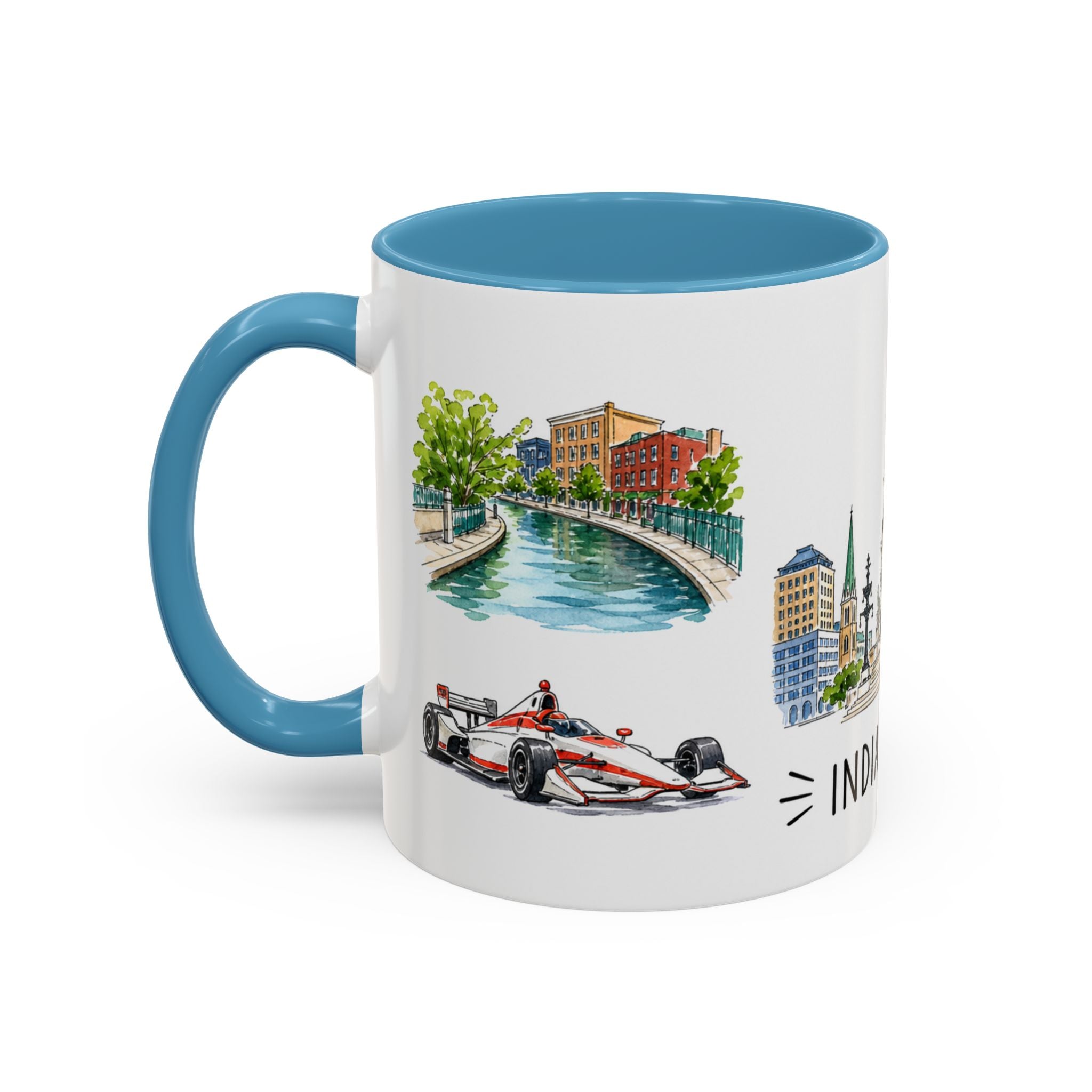Indianapolis Illustrated Travel Mug | City Souvenir Accent Coffee Mug | 11oz 15oz Ceramic Cup