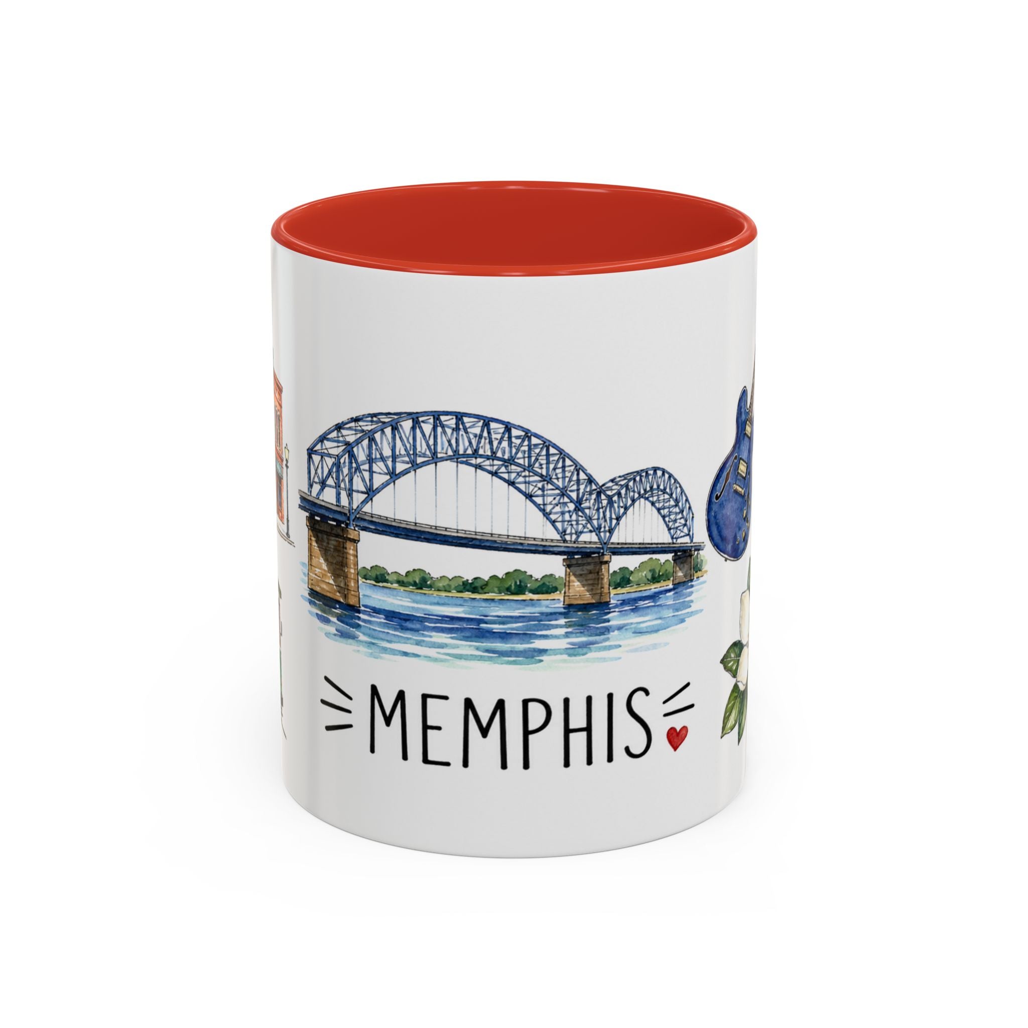 Memphis Illustrated Travel Mug | City Souvenir Accent Coffee Mug | 11oz 15oz Ceramic Cup