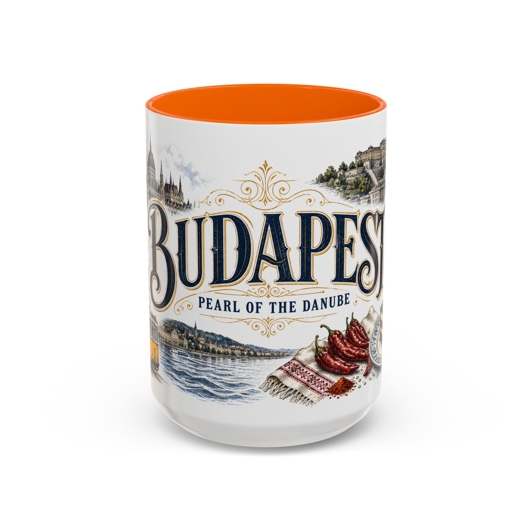 Budapest Coffee Mug | Hungary Travel Souvenir | Vintage Illustrated City Gift | 11 oz 15 oz Accent Mug