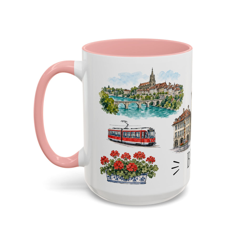 Bern Illustrated Travel Mug | City Souvenir Accent Coffee Mug | 11oz 15oz Ceramic Cup
