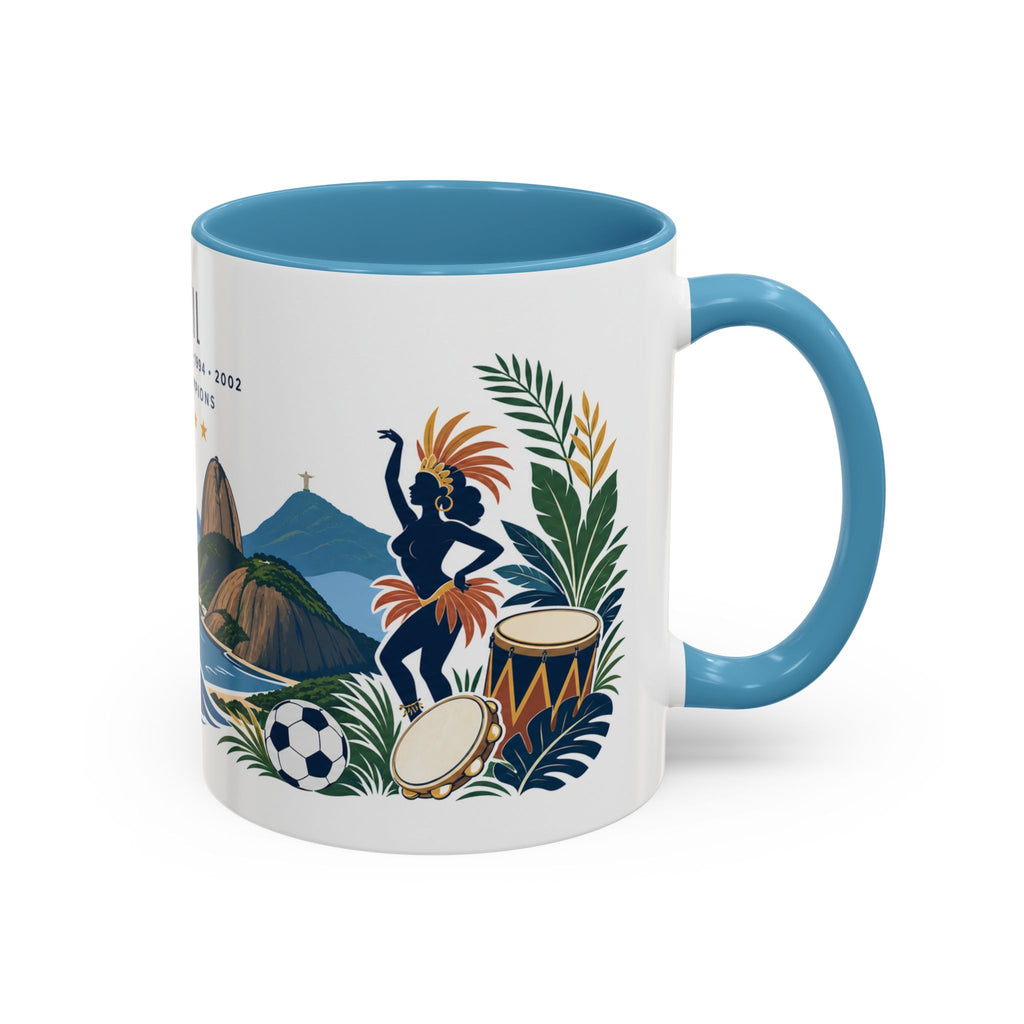 Brazil World Champions Mug | Five Time Soccer Champion Gift | Brazilian Football Fan Cup | 1958–2002 | 11oz 15oz Accent Mug