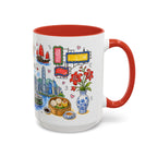 Hong Kong Illustrated Travel Mug | City Souvenir Accent Coffee Mug | 11oz 15oz Ceramic Cup