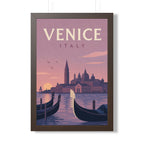Venice Italy Framed Poster | Vintage Travel Wall Art | Black Walnut White Frame | 16x24 20x30