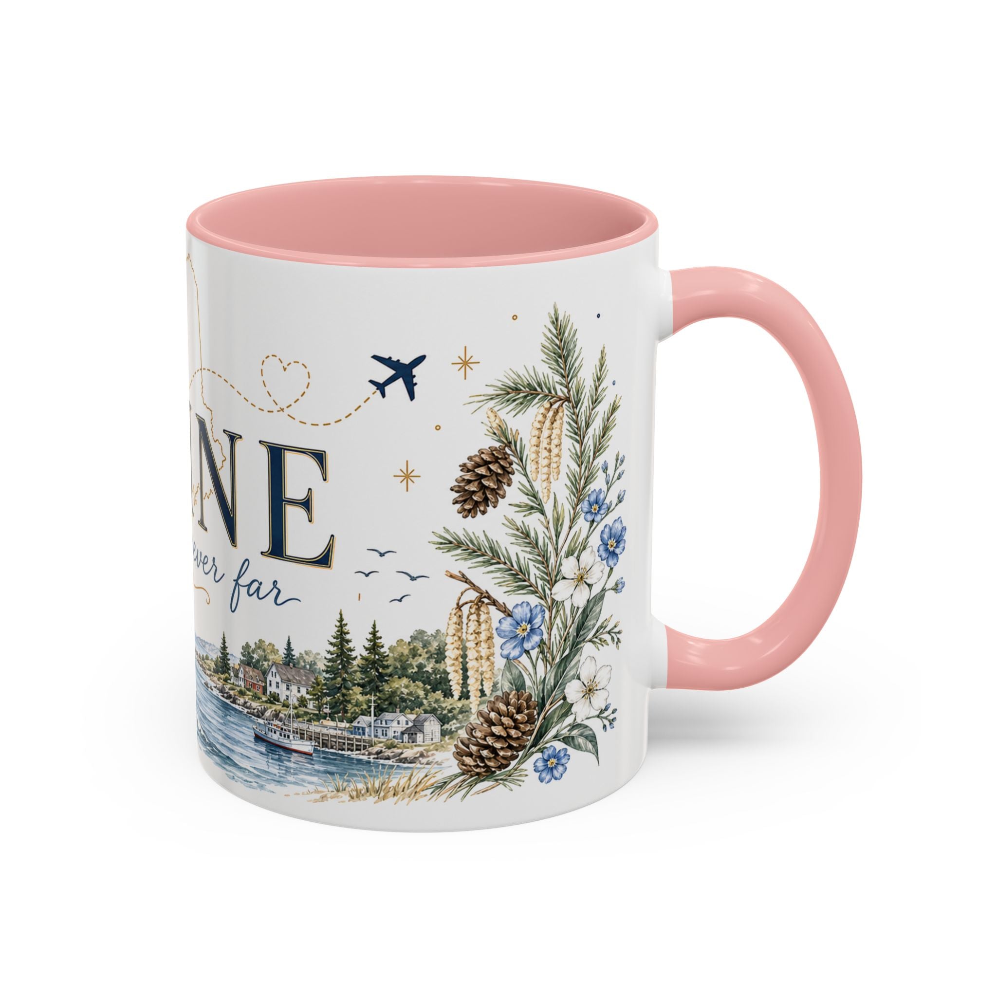 Maine State Mug | Moving Away, Long Distance Friendship Gift | 11oz 15oz Accent Mug