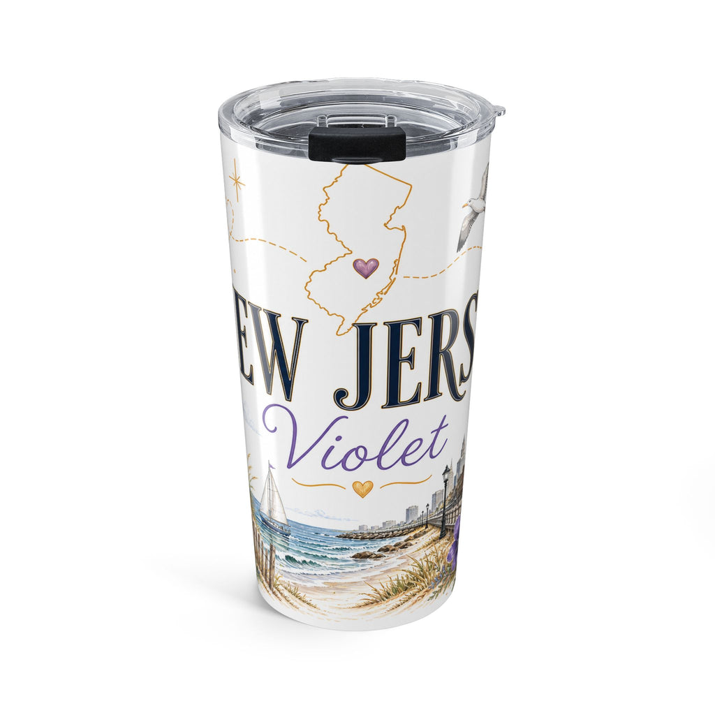 New Jersey State Flower 20oz Tumbler | Violet Botanical State Flower Gift | Insulated Stainless Steel Travel Cup