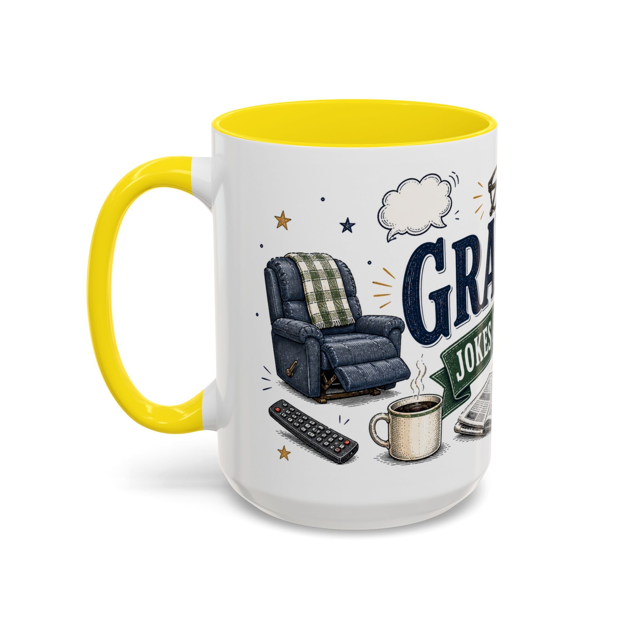 Grandpa's Jokes Are Legendary Coffee Mug | Funny Gift From Grandkids | Accent Ceramic 11oz 15oz