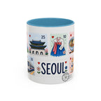 Seoul Coffee Mug | Postage Stamp Collage Mug | Travel Souvenir Accent Cup 11oz 15oz