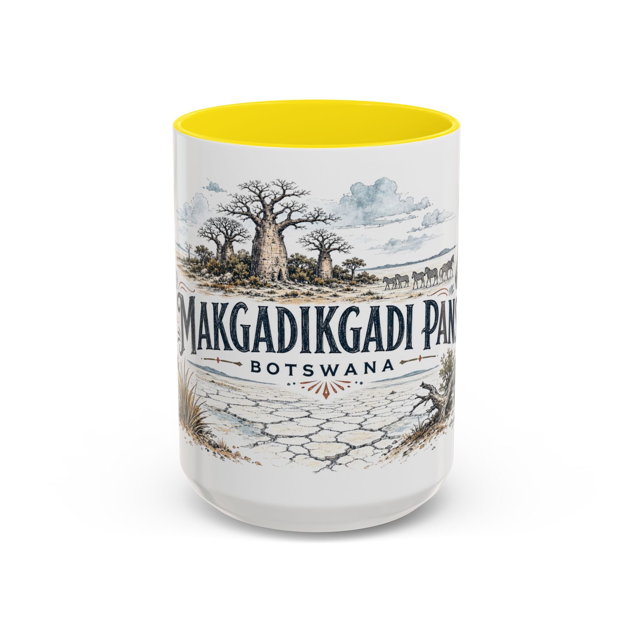 Makgadikgadi Pans Mug, Botswana Travel Souvenir, Bucket List Gift, Accent Ceramic Coffee Mug 11oz 15oz