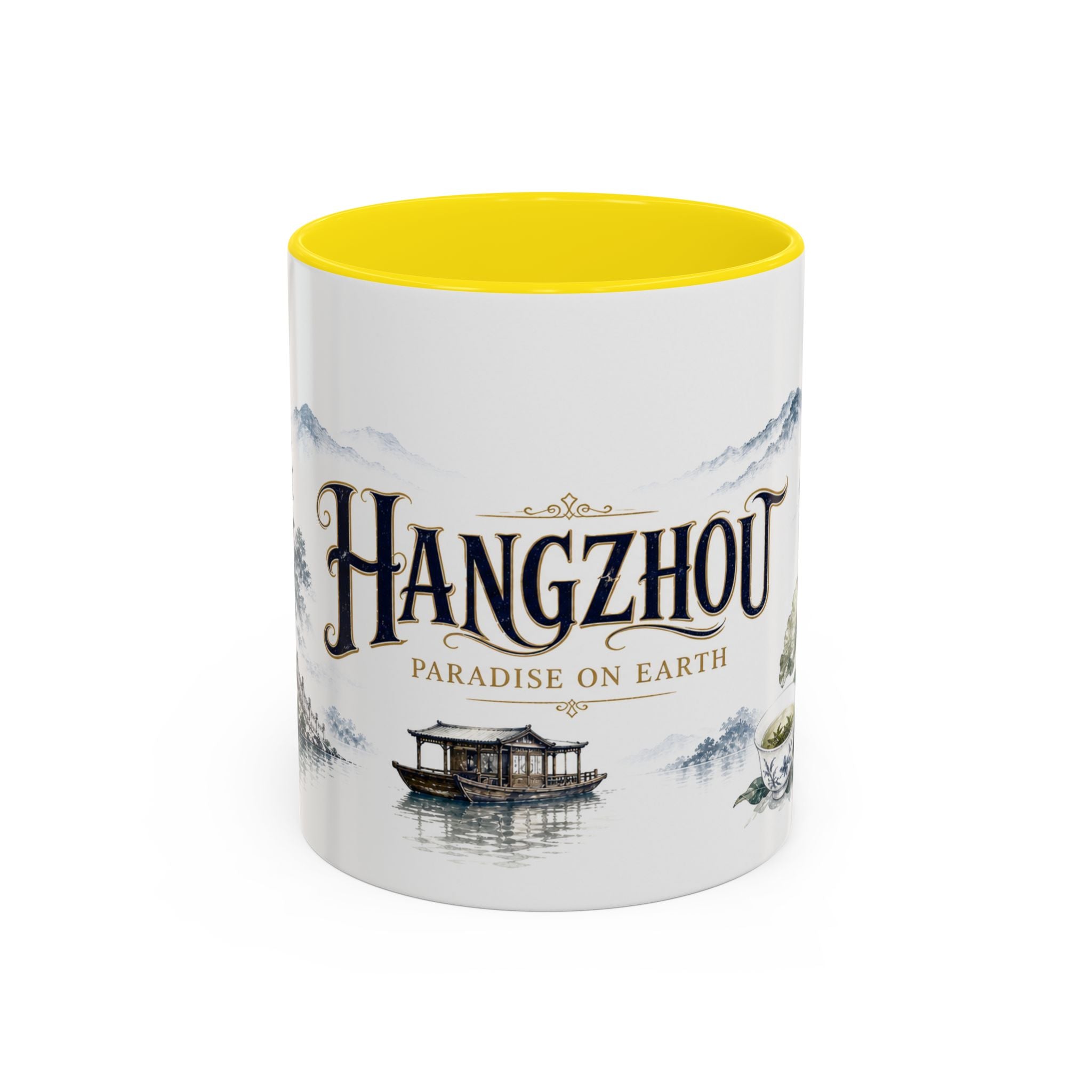 Hangzhou Coffee Mug | China Travel Souvenir | Vintage Illustrated City Gift | 11 oz 15 oz Accent Mug