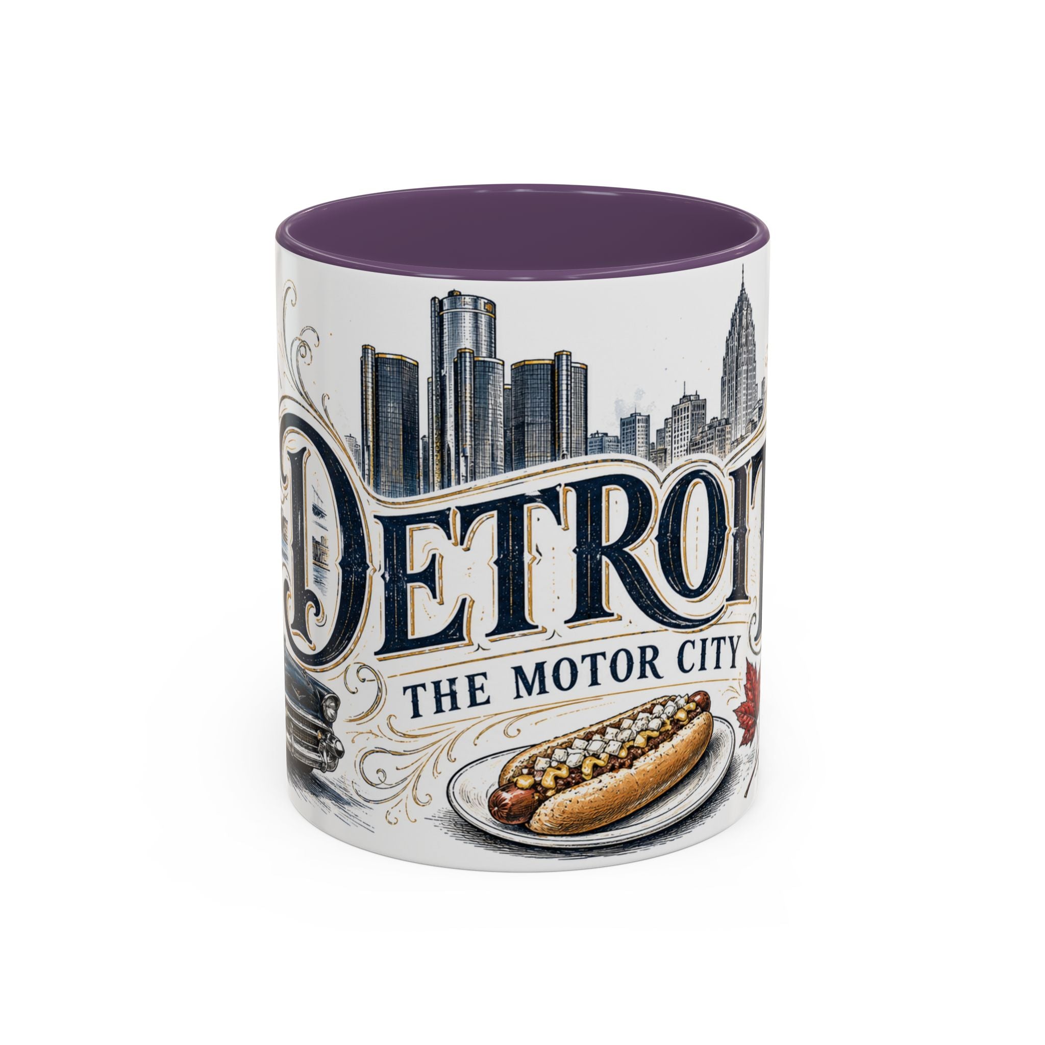 Detroit Coffee Mug | United States Travel Souvenir | Vintage Illustrated City Gift | 11 oz 15 oz Accent Mug