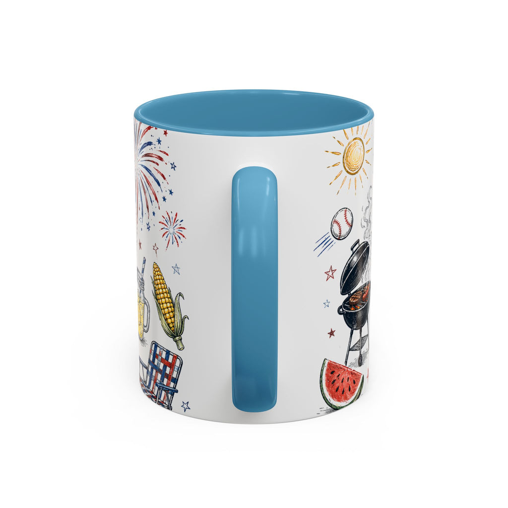 Freedom Fest Coffee Mug | Grill Chill Fireworks 4th of July | Accent Color Ceramic 11oz 15oz