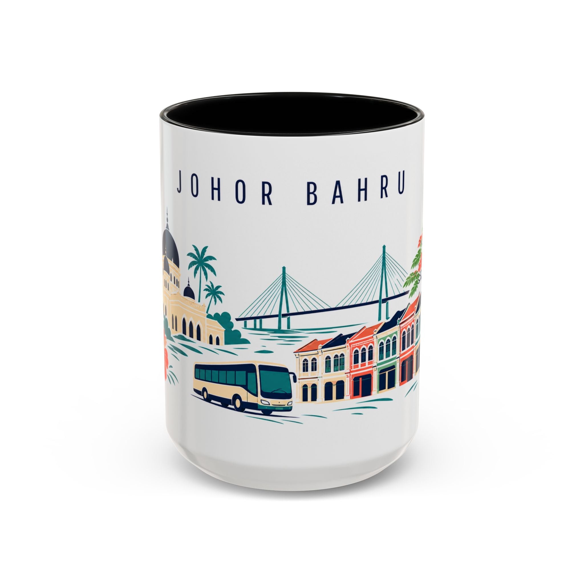 Johor Bahru Coffee Mug | Malaysia Travel Souvenir | Porcelain Decal City Gift | 11oz 15oz Accent Mug