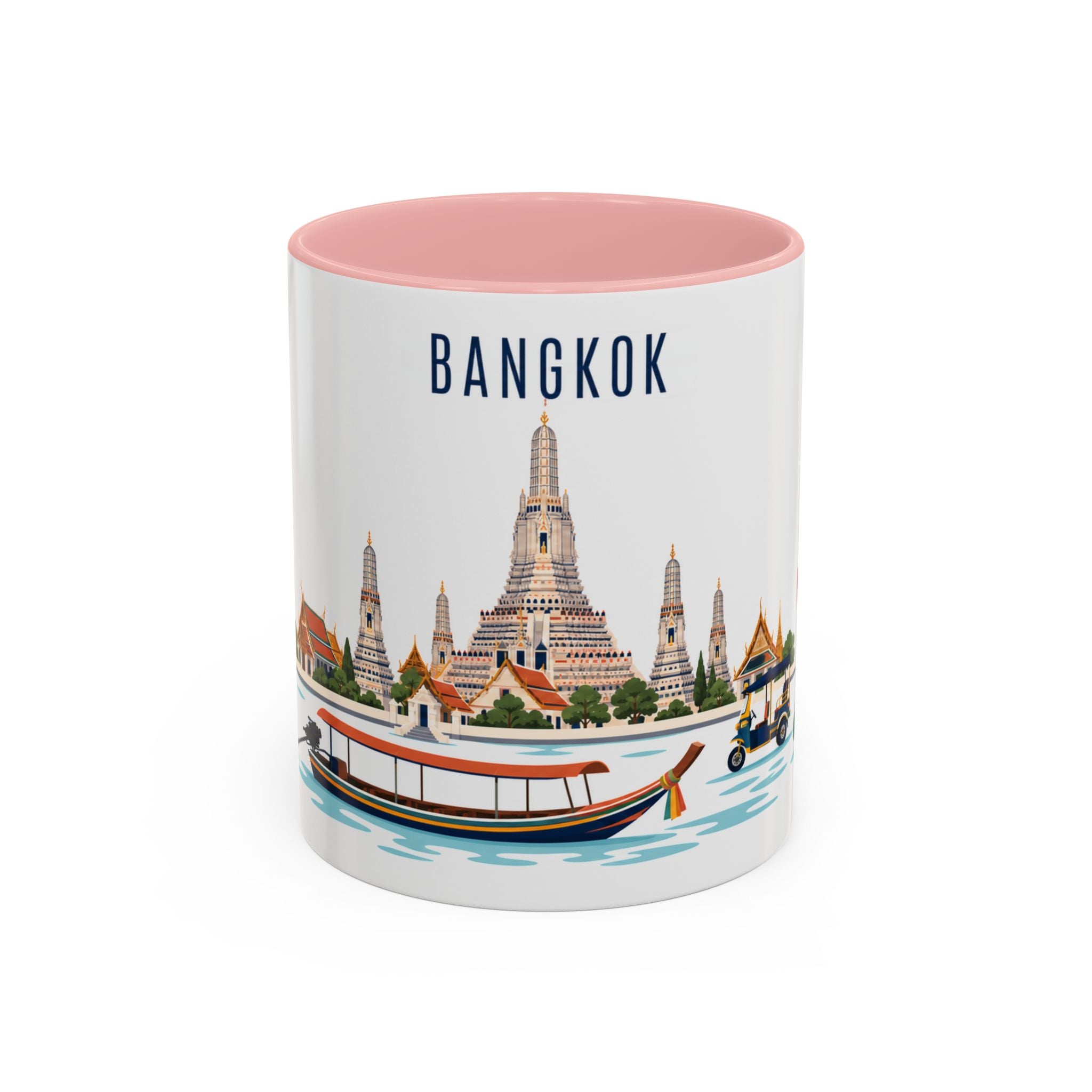 Bangkok Coffee Mug | Thailand Travel Souvenir | Porcelain Decal City Gift | 11oz 15oz Accent Mug