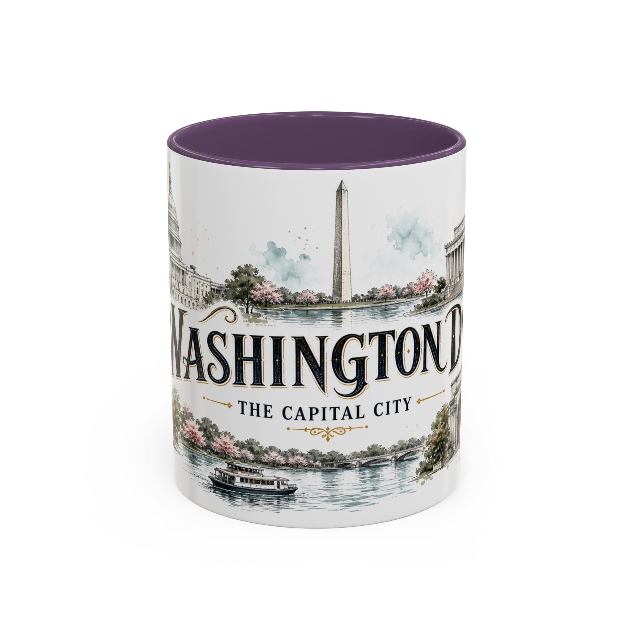 Washington DC Coffee Mug | United States Travel Souvenir | Vintage Illustrated City Gift | 11 oz 15 oz Accent Mug