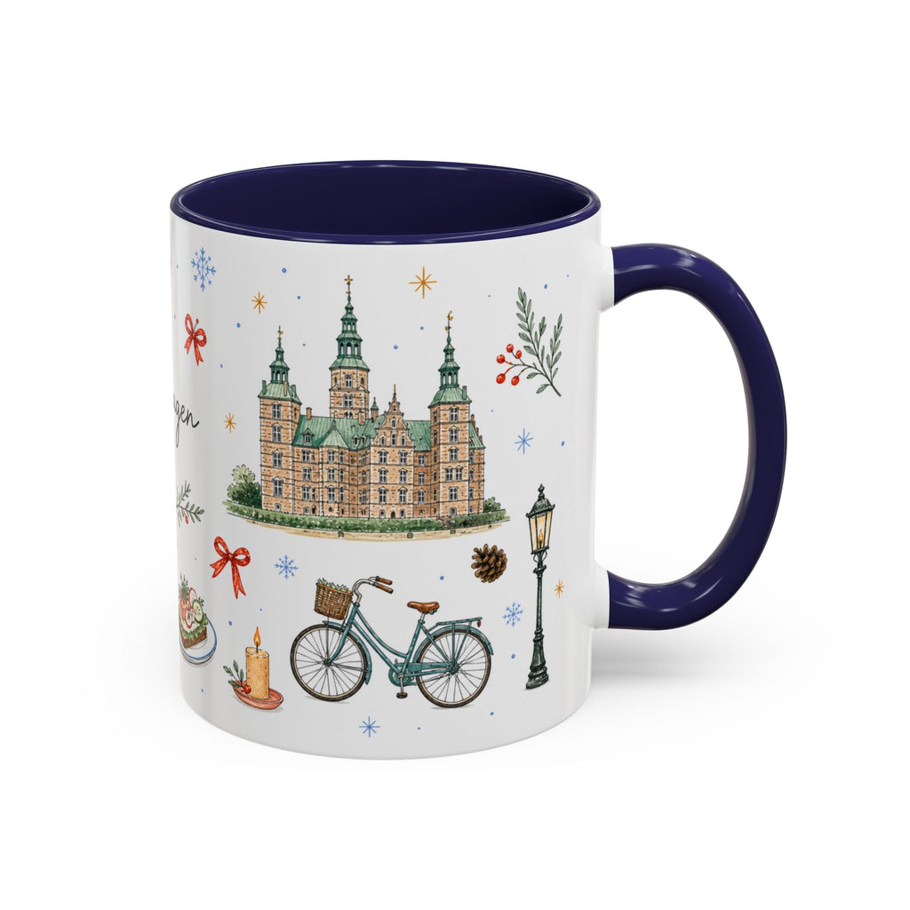 Copenhagen Christmas Mug | Watercolor Travel Souvenir | Holiday Gift | Accent Ceramic Coffee Cup 11oz 15oz