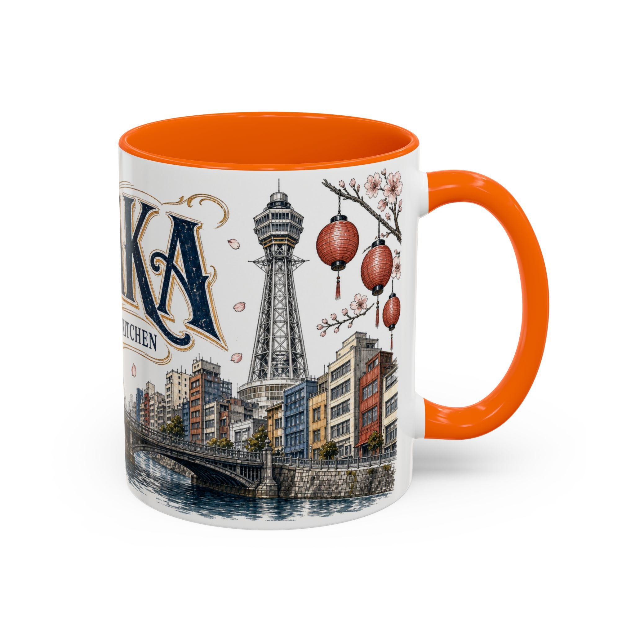 Osaka Coffee Mug | Japan Travel Souvenir | Vintage Illustrated City Gift | 11 oz 15 oz Accent Mug