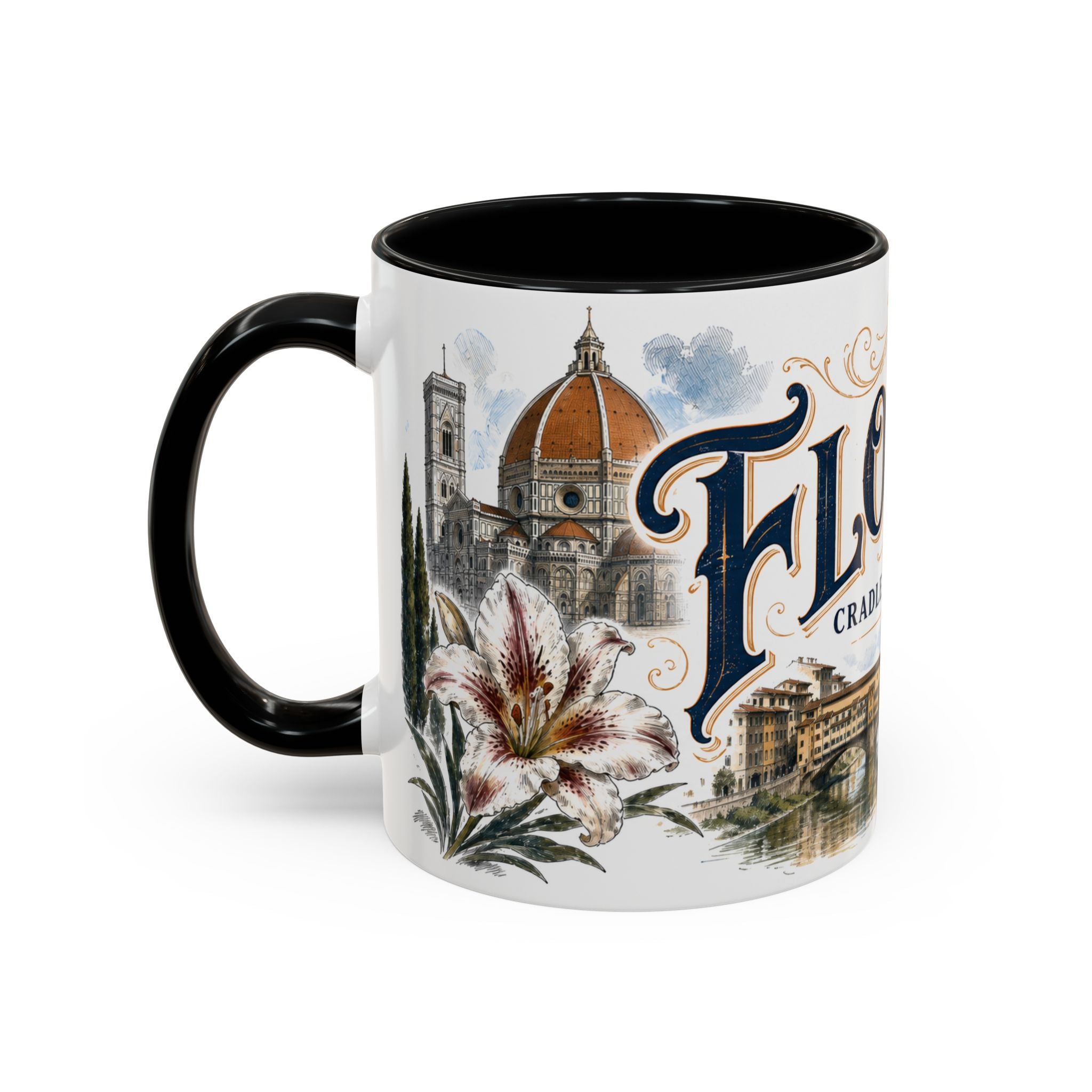 Florence Coffee Mug | Italy Travel Souvenir | Vintage Illustrated City Gift | 11 oz 15 oz Accent Mug