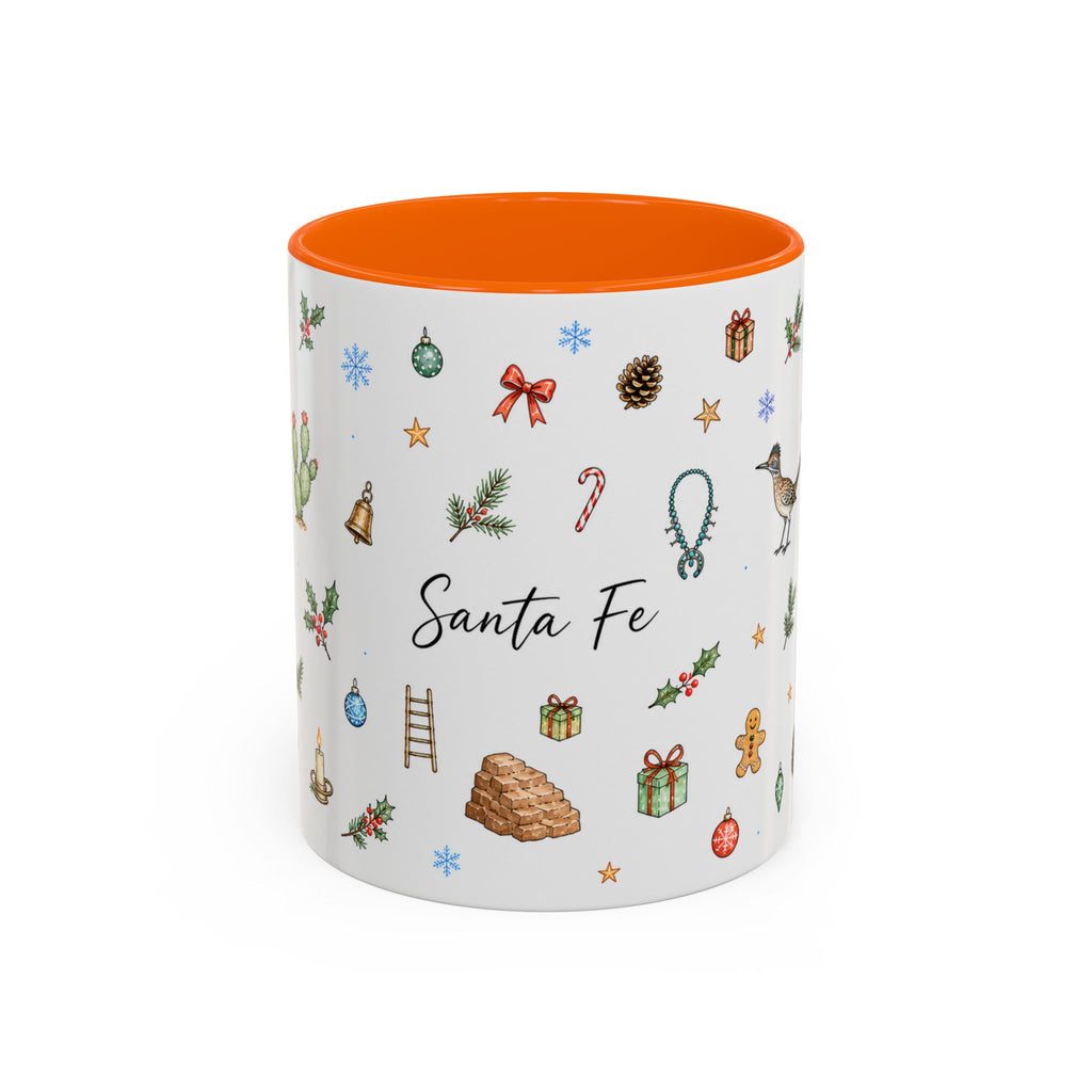 Santa Fe Christmas Mug | Watercolor City Souvenir | Ceramic Coffee Cup (11oz 15oz)