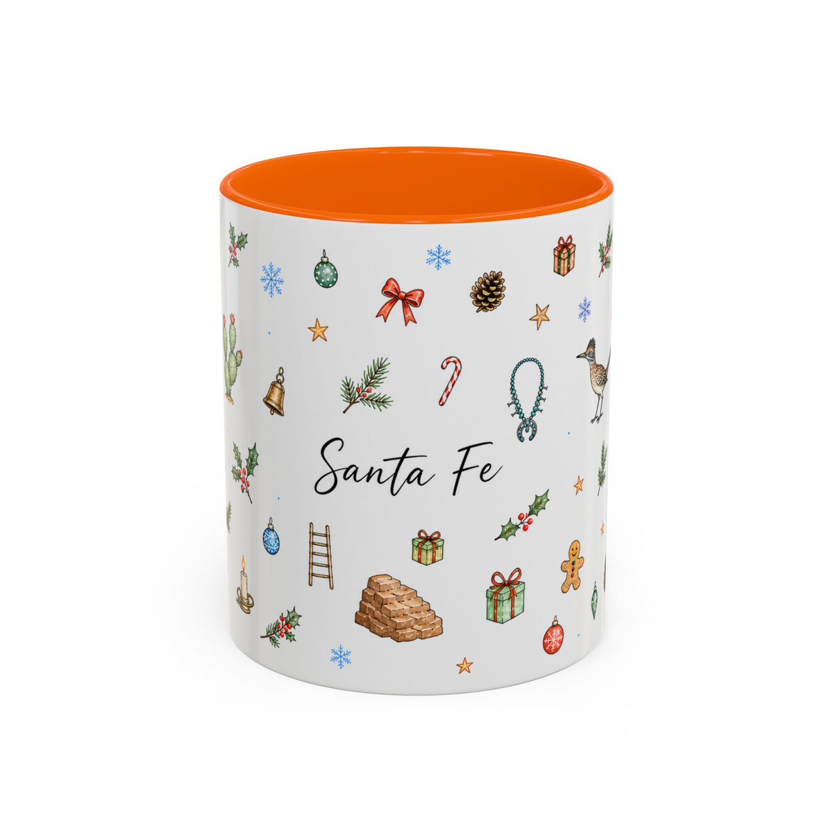 Santa Fe Christmas Mug | Watercolor City Souvenir | Ceramic Coffee Cup (11oz 15oz)