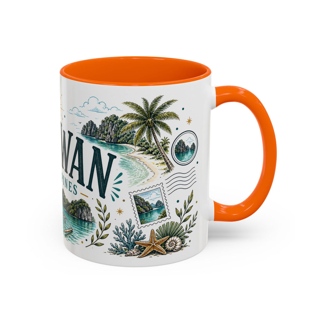 Palawan Coffee Mug | Travel Destination Souvenir Gift | Accent Color Ceramic 11oz 15oz
