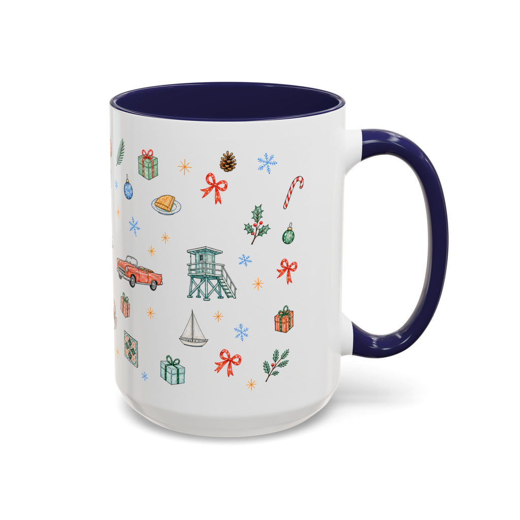 Miami Christmas Mug | Watercolor Art Deco City Souvenir (11oz/15oz)